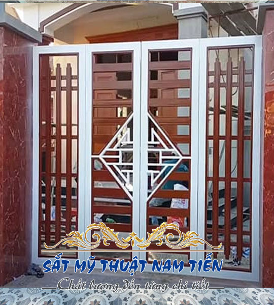 Mẫu cổng sắt 2 cánh đẹp hiện đại